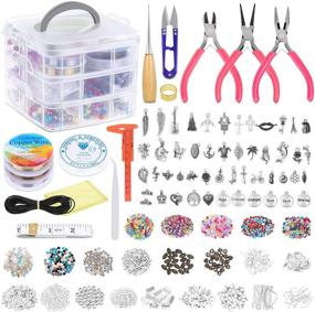 img 4 attached to 💎 Complete Jewelry Making Kit: Shynek 2035Pcs Supplies, Tools, Findings, Charms, Beads for Adults - Necklace, Earring, Bracelet Making