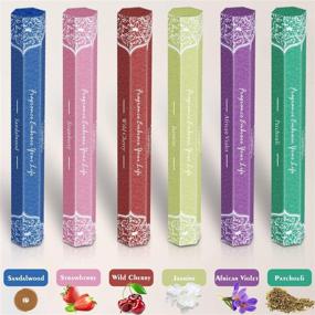 img 3 attached to LA BELLEFÉE Incense Sticks Gift Set - Scented Variety Pack, Incense Sticks Holder Included (Set 🌸 of 6) - 120 Sticks with 6 Fragrances: Sandalwood, Strawberry, Wild Cherry, Jasmine, African Violet, and Patchouli