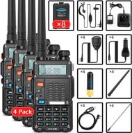 радиостанция ham radio (uv-5r) uhf vhf с двумя диапазонами dual band 2-way с аккумулятором li-ion и наушником, ручные радиостанции walkie talkies в комплекте, включая программный кабель (4 штуки) логотип