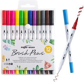 img 3 attached to 🖌️ Dual Tips Brush Pen Set of 12 Colors - Multifunctional Art Markers for Drawing, Calligraphy, and Coloring - Fine Point Journal Pens & Colored Brush Markers - Suitable for Kids, Adults, Coloring Books, and Planners