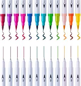 img 4 attached to 🖌️ Dual Tips Brush Pen Set of 12 Colors - Multifunctional Art Markers for Drawing, Calligraphy, and Coloring - Fine Point Journal Pens & Colored Brush Markers - Suitable for Kids, Adults, Coloring Books, and Planners