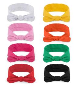 img 3 attached to 👩 Habibee Women Headbands Turban Headwraps Hair Band Bows: Fashion & Sport Accessories - Set of 8 Solid Color Headbands for Women