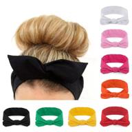 👩 habibee women headbands turban headwraps hair band bows: fashion & sport accessories - set of 8 solid color headbands for women logo