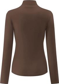 img 3 attached to KLOTHO Slim Fit Women's Mock Turtleneck Tops | Long Sleeve Lightweight Base Layer Shirts