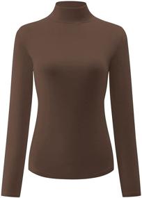 img 4 attached to KLOTHO Slim Fit Women's Mock Turtleneck Tops | Long Sleeve Lightweight Base Layer Shirts