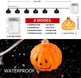 img 1 attached to 🎃 Liacere 2 Пакета Праздничные светодиодные гирлянды с тыквами - 40 светодиодных тыковок, длина 20 футов, 8 режимов работы - влагозащищенный аккумуляторный блок - Декорации для Хэллоуина и Дня Благодарения для использования внутри помещений и на открытом воздухе.