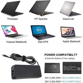 img 3 attached to 🔌 65W Зарядное устройство AC USB-C Type C для Lenovo ThinkPad T480 T480s T580 T580s, 4x20m26268 Chromebook 100e 300e 500e c330 c340 s330 E480 E580 L380 Yoga A485 T490 Адаптер питания для ноутбука + кабель