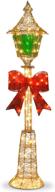 🎄 60-inch gold wire lamp post with red bow, 85 clear outdoor lights - national tree (mzlp-60bl) logo