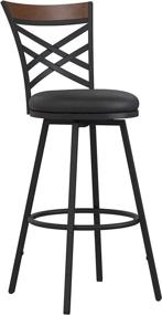 img 2 attached to 🪑 DHP Niam Swivel Barstool Set with Upholstered Seat, Black PU - Pack of 3