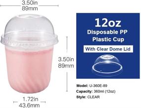 img 3 attached to 🥤 OTOR 12oz 50 Sets Clear Disposable Plastic PP Cups with Dome Lids - Perfect for Sodas, Fruit Salads, Desserts, Yogurts & More!