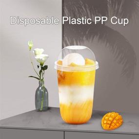 img 2 attached to 🥤 OTOR 12oz 50 Sets Clear Disposable Plastic PP Cups with Dome Lids - Perfect for Sodas, Fruit Salads, Desserts, Yogurts & More!