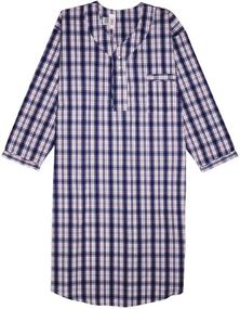 img 1 attached to Sleeve Weight Cotton Striped Nightshirt: 🌙 Premium Men's Loungewear for Sleep & Relaxation