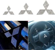 💎 set of 3 bling car emblems with decorative diamonds for mitsubishi - diy front rear steering wheel emblem for outlander lancer lancer-ex asx - sparkling car accessories for women and girls logo