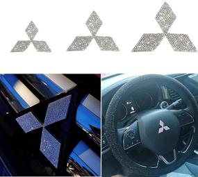 img 4 attached to 💎 Set of 3 Bling Car Emblems with Decorative Diamonds for Mitsubishi - DIY Front Rear Steering Wheel Emblem for Outlander Lancer Lancer-ex ASX - Sparkling Car Accessories for Women and Girls