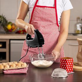 img 1 attached to 🔌 Ovente Portable Electric Hand Mixer - 5 Speed Mixing, 150W Powerful Blender for Baking & Cooking- Includes 2 Stainless Steel Chrome Beater Attachments & Snap Clear Case - Compact and Easy Storage - Black (HM161B)