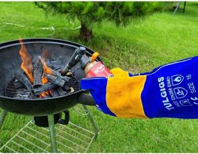 img 2 attached to 🔥 TULGIGS 16inches 932℉ Premium Leather Welding Gloves Gauntlets: Ultimate Heat & Abrasion Resistance for BBQ Grilling and Welding