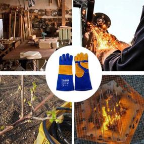 img 1 attached to 🔥 TULGIGS 16inches 932℉ Premium Leather Welding Gloves Gauntlets: Ultimate Heat & Abrasion Resistance for BBQ Grilling and Welding