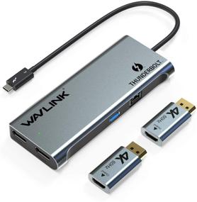 img 4 attached to 🌐 WAVLINK Thunderbolt 3 to 4K Dual Monitor Adapter with Ethernet, USB 3.0 for MacBook and Windows Laptops - HDMI & DisplayPort, Thunderbolt 3 Compatibility, Bus Powered