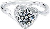 prime adore 1 carat heart-shaped moissanite 💍 & cz white gold ring: d color, vvs1 clarity logo