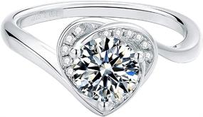 img 1 attached to Prime Adore 1 Carat Heart-Shaped Moissanite 💍 & CZ White Gold Ring: D Color, VVS1 Clarity
