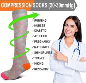 img 1 attached to Medical-grade Compression Socks for Circulation Support - 20-30 mmHg Compression Level for Women & Men. Ideal for Running, Cycling, Hiking, Traveling by Plane