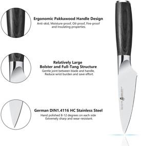 img 1 attached to Премиум-парировочный нож из немецкой высокоуглеродистой суперстали - 3.5-дюймовый фруктовый нож для овощей для кухни, эргономичная рукоятка из Пакковуда с коробкой - серия Гошавок.