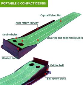 img 2 attached to 🏌️ MESIXI Wood Golf Putting Mat: Portable Mini Golf Training Aid with Auto Ball Return System - Ideal for Home, Office, Backyard and Indoor/Outdoor Golf Practice