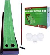 🏌️ mesixi wood golf putting mat: portable mini golf training aid with auto ball return system - ideal for home, office, backyard and indoor/outdoor golf practice logo