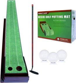 img 4 attached to 🏌️ MESIXI Wood Golf Putting Mat: Portable Mini Golf Training Aid with Auto Ball Return System - Ideal for Home, Office, Backyard and Indoor/Outdoor Golf Practice