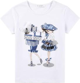 img 4 attached to MINIHOMiE Short Sleeve T Shirts Graphic Little Girls' Clothing for Tops, Tees & Blouses