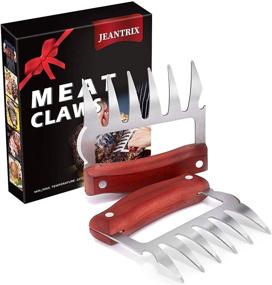 img 4 attached to 🍖 JEANTRIX Meat Claws: Stainless Steel Shredder for BBQ Meat, Heat Resistant Wood Handle - Gules