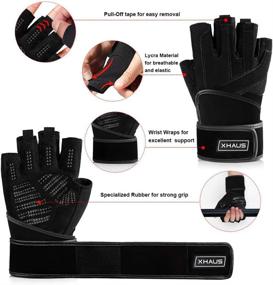 img 3 attached to Xhaus Weight Lifting Gym Workout Gloves with Wrist Wrap Support for Men and Women - Full Palm Protection, Breathable & Non-Slip - Perfect for Weightlifting, Cross Training, Cycling, Crossfit, Pull ups