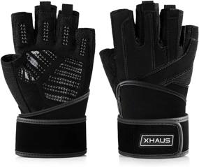 img 4 attached to Xhaus Weight Lifting Gym Workout Gloves with Wrist Wrap Support for Men and Women - Full Palm Protection, Breathable & Non-Slip - Perfect for Weightlifting, Cross Training, Cycling, Crossfit, Pull ups