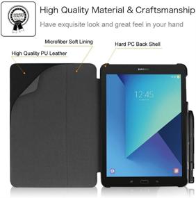 img 2 attached to Чехол Fintie Slim Shell для Samsung Galaxy Tab S3 9,7, ультратонкий чехол-подставка с держателем для S Pen и функцией автоматического включения/выключения - черный (выпуск 2017 года, SM-T820/T825/T827)