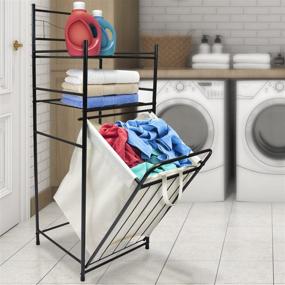img 1 attached to 🚽 Sorbus Bathroom Tower Hamper Organizer - Tilt Out Laundry Hamper with 2-Tier Storage Shelves - Ideal for Bathroom, Laundry Room, Bedroom, Closet, Nursery, and More