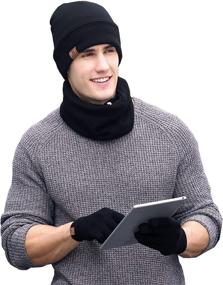 img 4 attached to 🧣 Winter Knitted Hat Scarf Gloves Set for Men and Women - 3 Piece JTJFIT Collection