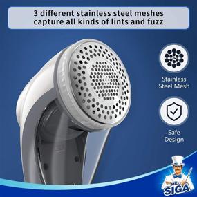 img 1 attached to 🧹 MR.SIGA Rechargeable Lint Remover and Fabric Shaver - 2 Speeds, Electric Lint Fuzz Remover with Upgraded 6-Leaf Blades (2 Replaceable)