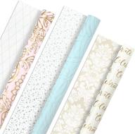 🎁 hallmark reversible wrapping paper bundle - pastel & metallic celebrate (3-pack: 75 sq. ft. total) for mother's day, weddings, birthdays, baby showers, bridal showers, or any occasion logo