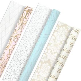 img 4 attached to 🎁 Hallmark Reversible Wrapping Paper Bundle - Pastel & Metallic Celebrate (3-Pack: 75 sq. ft. total) for Mother's Day, Weddings, Birthdays, Baby Showers, Bridal Showers, or Any Occasion