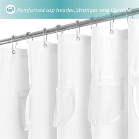 img 4 attached to Premium Water-Repellent Fabric Shower Curtain: 9 Mesh Pockets, 71x72 inches, White, Odorless, Washable, Rust Proof Grommets