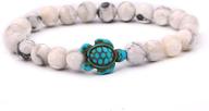 🐢 kelistom turtle beads chain bracelet: handmade natural stone elastic stretch bracelet for friendship; women, men, girls, and boys; perfect couple bracelets logo