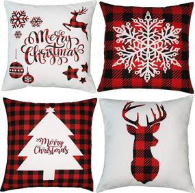 img 4 attached to Turqvuaz Christmas Pillow Covers Decorations