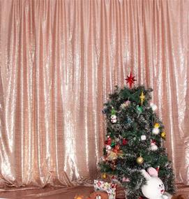 img 3 attached to 🌹✨ Shimmering Rose Gold Sequin Backdrop for Wedding Party - SquarePie 6FT x 6FT Sparkly Satin Background