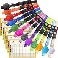 enhanced whelping supplies - upgraded soft nylon breakaway puppy collars with 12 id tags, 6 record keeping charts, and colored collars logo