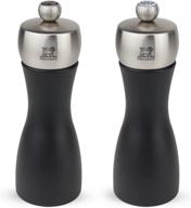 6 inch black matte salt and pepper mill set - peugeot fidji logo