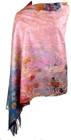 img 2 attached to Plum Feathers Cashmere Reversible Inspired Women's Accessories in Scarves & Wraps