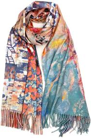 img 4 attached to Plum Feathers Cashmere Reversible Inspired Women's Accessories in Scarves & Wraps