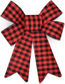 img 3 attached to 🎄 Christmas Buffalo Plaid Red Bows: Festive 5.5” by 8” Wreath Ribbon Bow for Holiday Decoration and Gift Wrapping