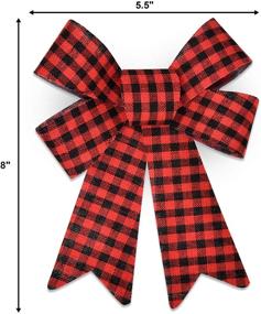 img 2 attached to 🎄 Christmas Buffalo Plaid Red Bows: Festive 5.5” by 8” Wreath Ribbon Bow for Holiday Decoration and Gift Wrapping