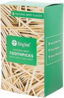 королевские зубочистки с мятным вкусом kingseal - 4 упаковки/1000 в упаковке: каждая отдельно завернута в бумагу, длина 2,5 дюйма. логотип